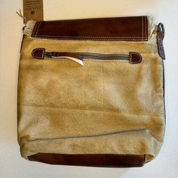 Canvas Leather Crossbody Purse Flap Bag FAST SHIP NeW - Picture 6 of 9